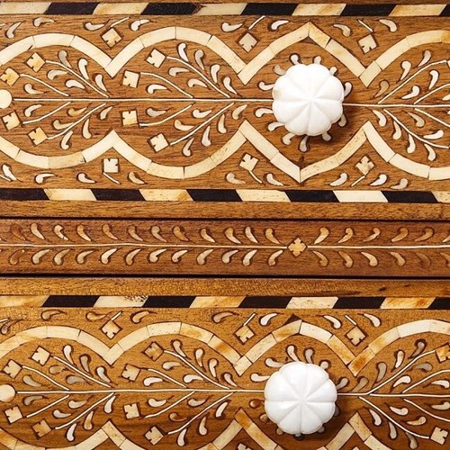 Vintage Console Table, Bone Inlay Console Table Living Room Wood Morden Pattern - Picture 4 of 12