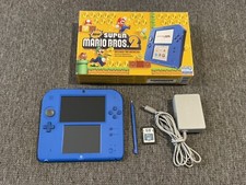 Nintendo 2DS New Super Mario Bros 2 - Electric Blue w/Box, OEM Stylus & Adapter