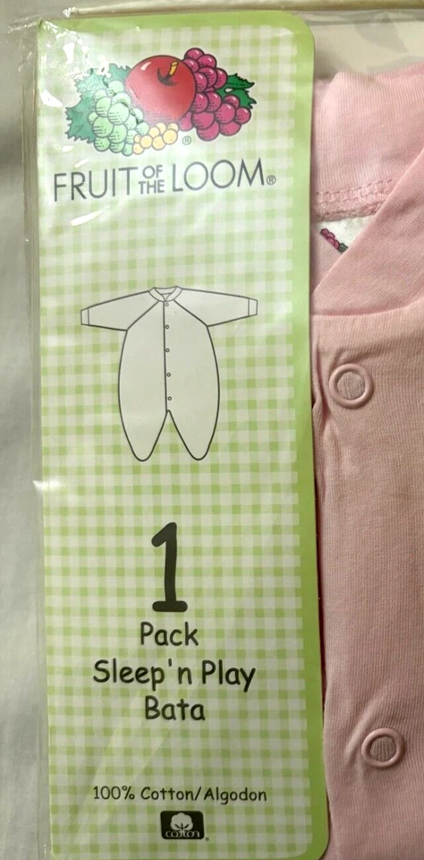 De colección Fruit of the Loom Dormir y Jugar Dormir Niñas Talla 3-6 Meses Rosa Nuevo en Paquete Foto 2 de 4