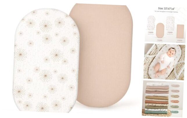 Muslin Bassinet Sheets Baby: Cotton Bassinet Sheets Fitted for Nudepink Daisy