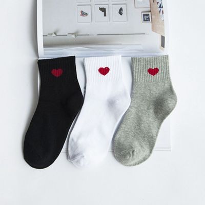 New Fashion Harajuku Women Cotton Long Socks Novelty Love Heart Pattern Socks