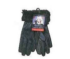 Ladies Insulated Leather Gloves Fur on Cuff