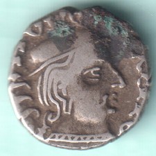 ANCIENT INDIA WESTERN KSHATRAPAS SILVER DRACHMA RARE COIN