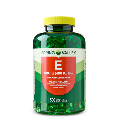 Spring Valley Vitamin E 180 mg (400 IU) Dietary Supplement, 500 Softgels