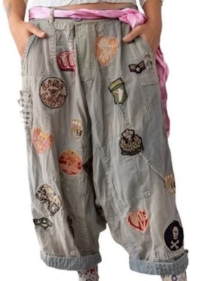  Sold Out - Magnolia Pearl Cotton Twill Joni Trouser #772 in Peace, Patches! 