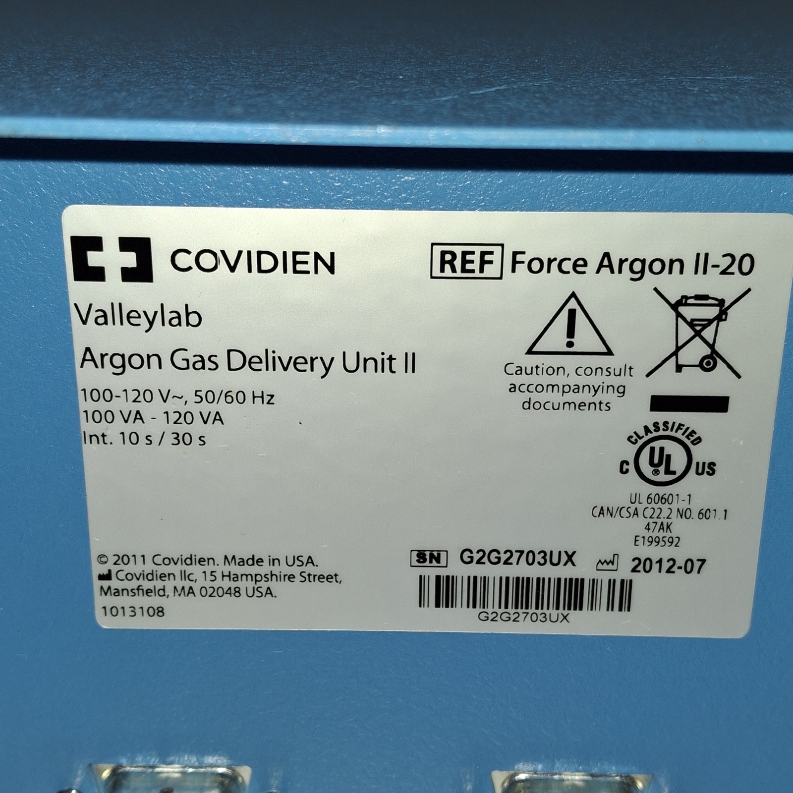 Valleylab Force Argon II Gas Delivery Unit