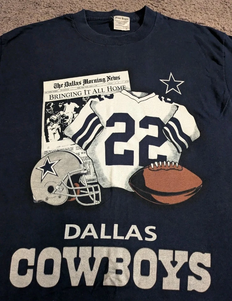Camiseta De Colección 1994 Front Pages Dallas Cowboys Emmitt Smith Hecha en EE. UU. Para Hombre L Foto 2 de 4