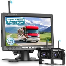 Wireless Backup Camera Kit, Reverse Camera with 7 Inch 1080P IPS Monitor 2 Ca...