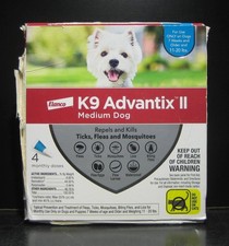 K9 Advantix II Medium Dog Flea Tick 4 Doses 11-20 lbs