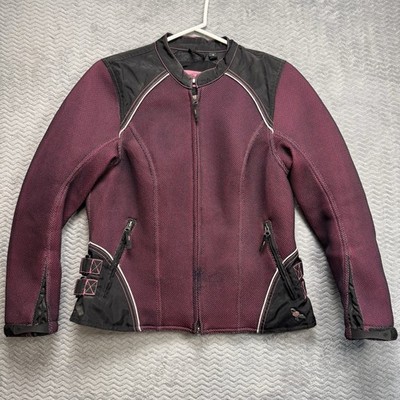 Harley Davidson Jacket Women's Size M Double Layer Biker Moto Grunge Pink Ribbon