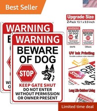 2 Pack Beware of Dog Signs, 13x9.9 inch Reflective Tin Sign Beware of Dog for...