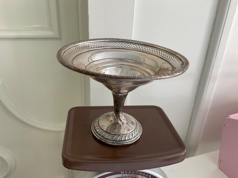 Vtg.Small sterling silver dish 6"
