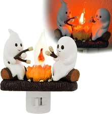Ghosts Roasting Campfire Flicker Flame Led Night Light Funny Halloween Decor
