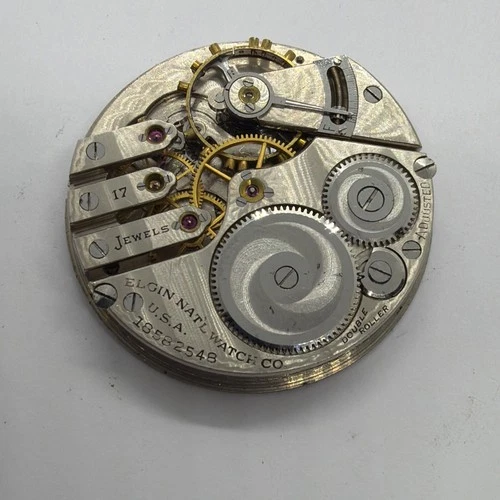 Elgin 16s 17J Adjusted 3 Finger Antique Open Face Pocket Watch Movement Runs 548
