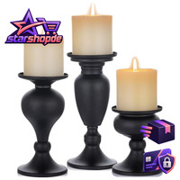 Kerzenleuchter 3Er Set Schwarz Vintage Metall FüR Stumpenkerzen 3 StüCk