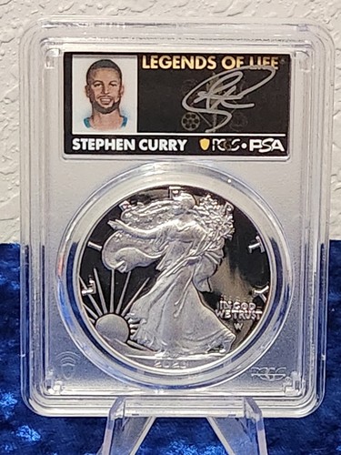 2023-W $1 Silver Eagle Stephen Curry Signed PCGS PR70DCAM First Strike  PSA