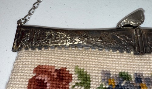 Vintage Antique Dutch Tapestry Floral Metal Frame Purse Clutch Bag - Picture 5 of 21