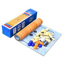 Portable Shuffleboard and Bowling Game with Foldable Mat for Convenient Storage