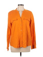 Calvin Klein Women Orange Long Sleeve Blouse L