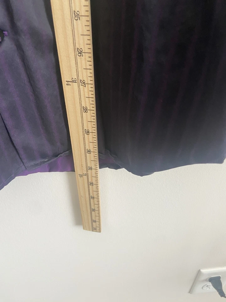 Equilibrio Púrpura Negro Rayas Botón Manga Larga Hombre Camisa Talla XL Foto 4 de 4