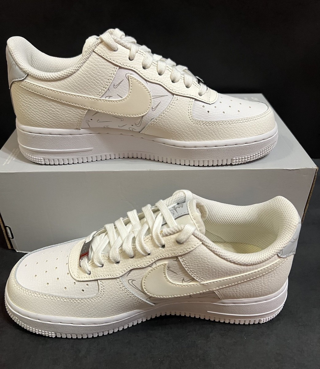 Sz 8- NIKE WMNS AIR FORCE 1 '07 'MINI CHECKS' WHITE PLATINUM