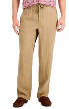 Club Room Lux Linen Pants Safari Tan 2XL Drawstring Waist 100% Linen NWT Men