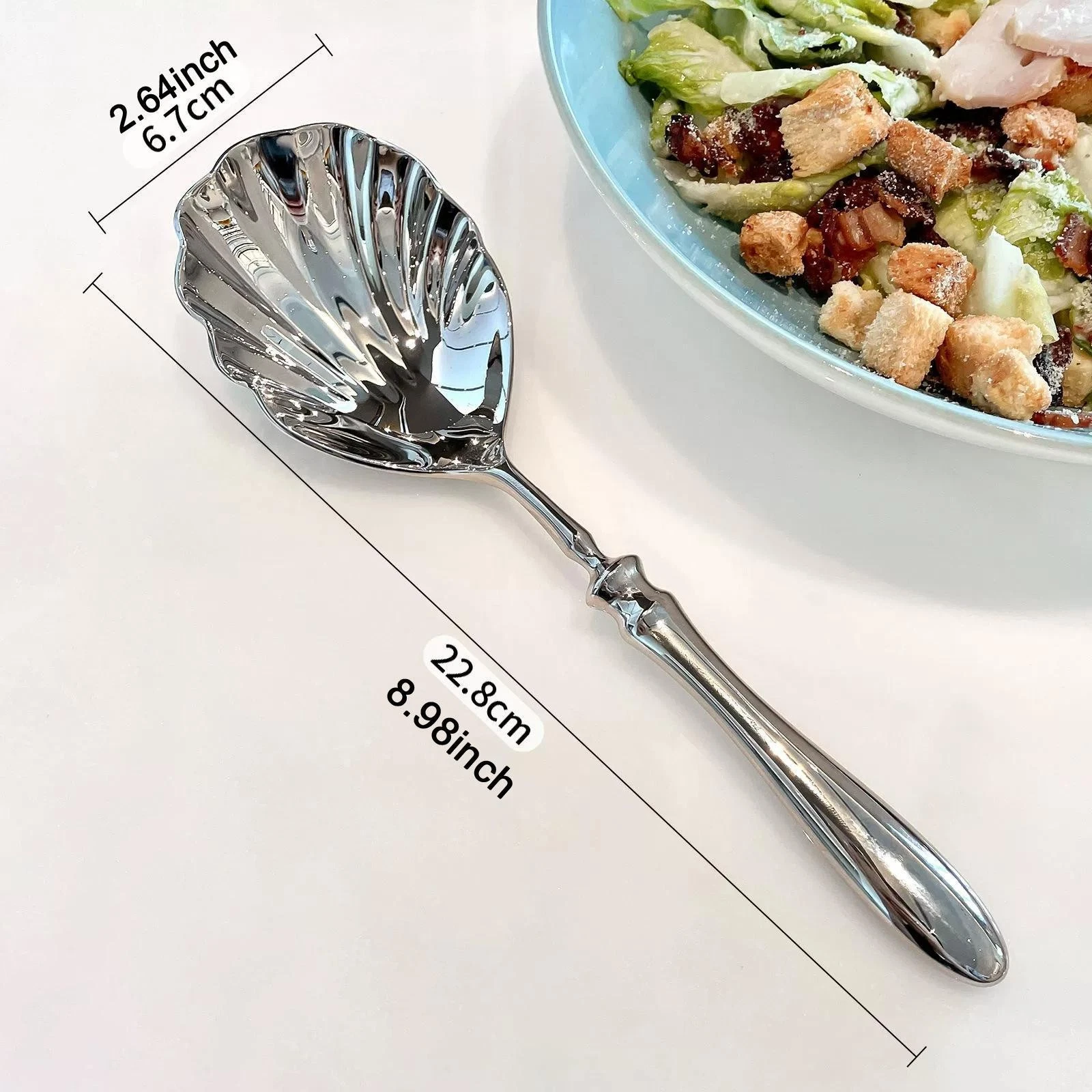 Large Stainless Steel Dinner Spoon Shell Shape for Home Restaurant Parties