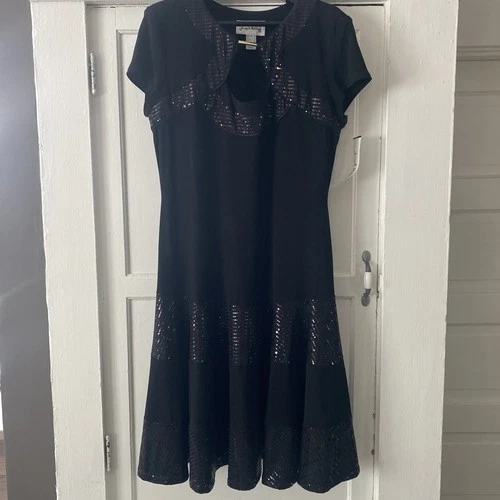 NWT $240 Joseph Ribkoff Black Evening Dress With Shimmer Accents Size 12