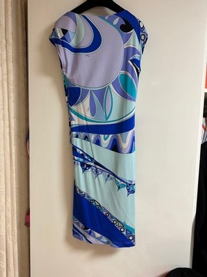 Emilio Pucci Dress Woman's Blue rayon jersey Sleeveless Italy Size