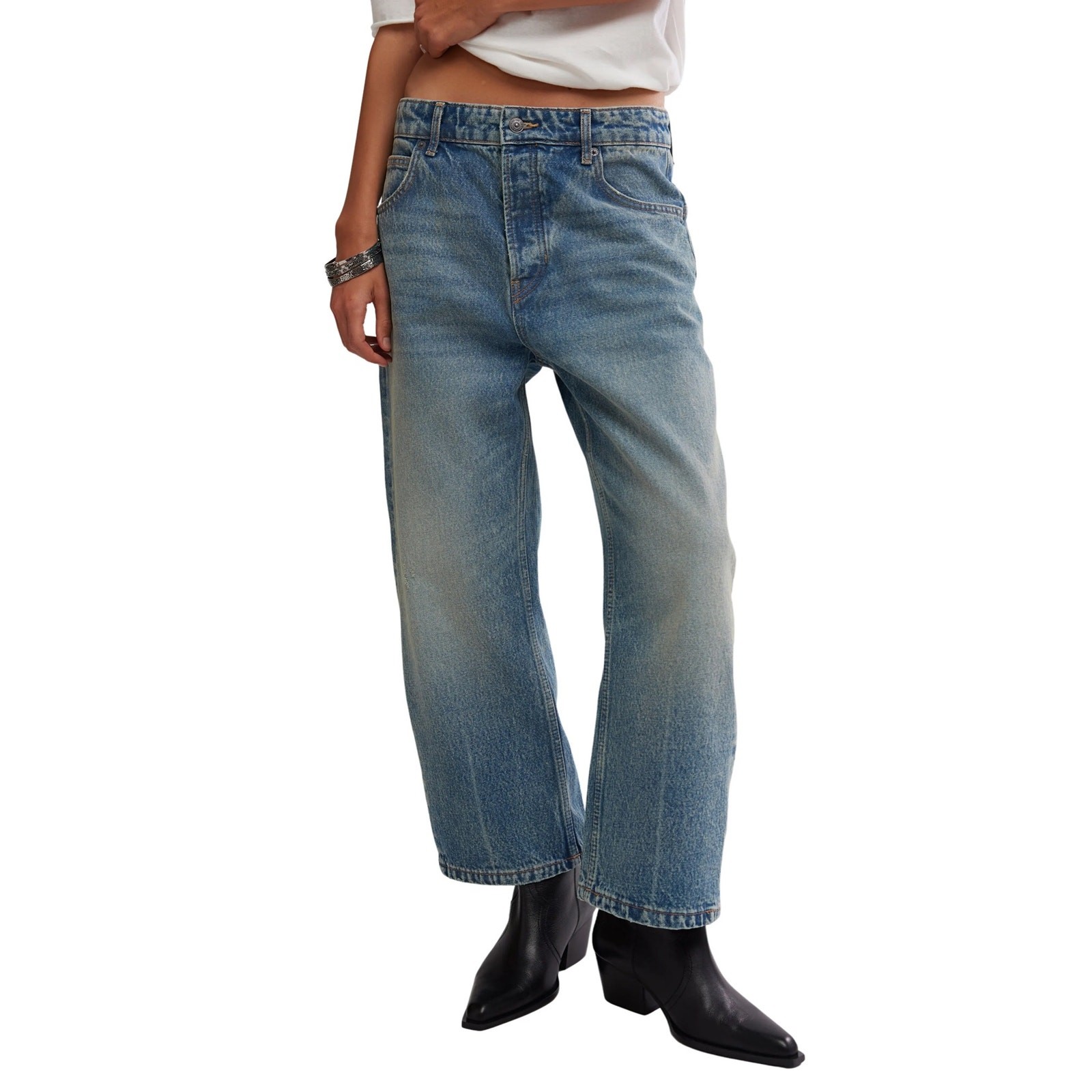 Free People We The Free Deep Trance Button Fly Boyfriend Jeans Size 30