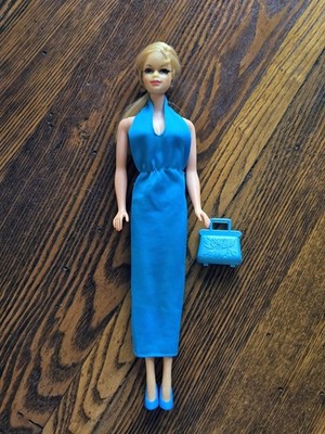 Vintage 1967 TALKING STACEY Barbie doll TNT BODY blue tricot DRESS clothes SHOES