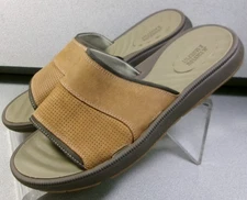 258561 MS38 NEWPORT MEN SHOE 9 M TAN LEATHER SLIDE SANDAL BY JOHNSTON & MURPHY