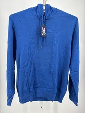 Psycho Bunny Mens Tonal Bunny Sweater Hoodie 2XL Nile Blue Textured Leisure NWT
