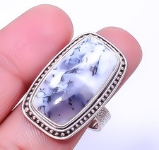 Dendritic Agate 925 Sterling Silver Handmade Ring S.10 R9241779, Christmas Gift