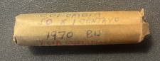 Roll of 50 Brilliant Uncirculated 1970 Colombia 1 Centavo Coins
