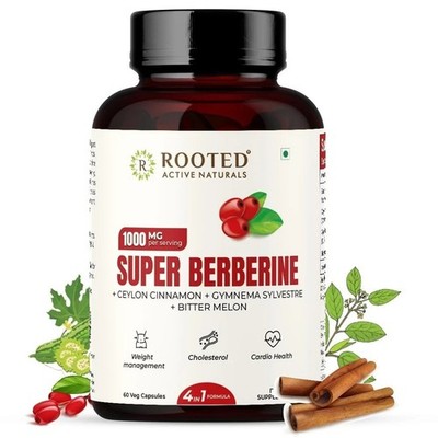 Berberine HCL 98% with Ceylon Cinnamon,Gurmar,Bitter Melon   60 Veg Caps