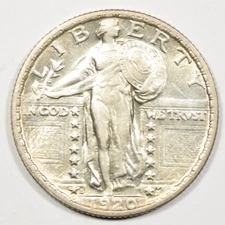 1920-S STANDING LIBERTY QUARTER ~ BRIGHT AU/BU ABOUT UNCIRCULATED SLIDER!  INV#2