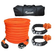 Kinetic Recovery Tow Rope 1" x 30ft Snatch Strap with Soft Shackles Heavy Duty