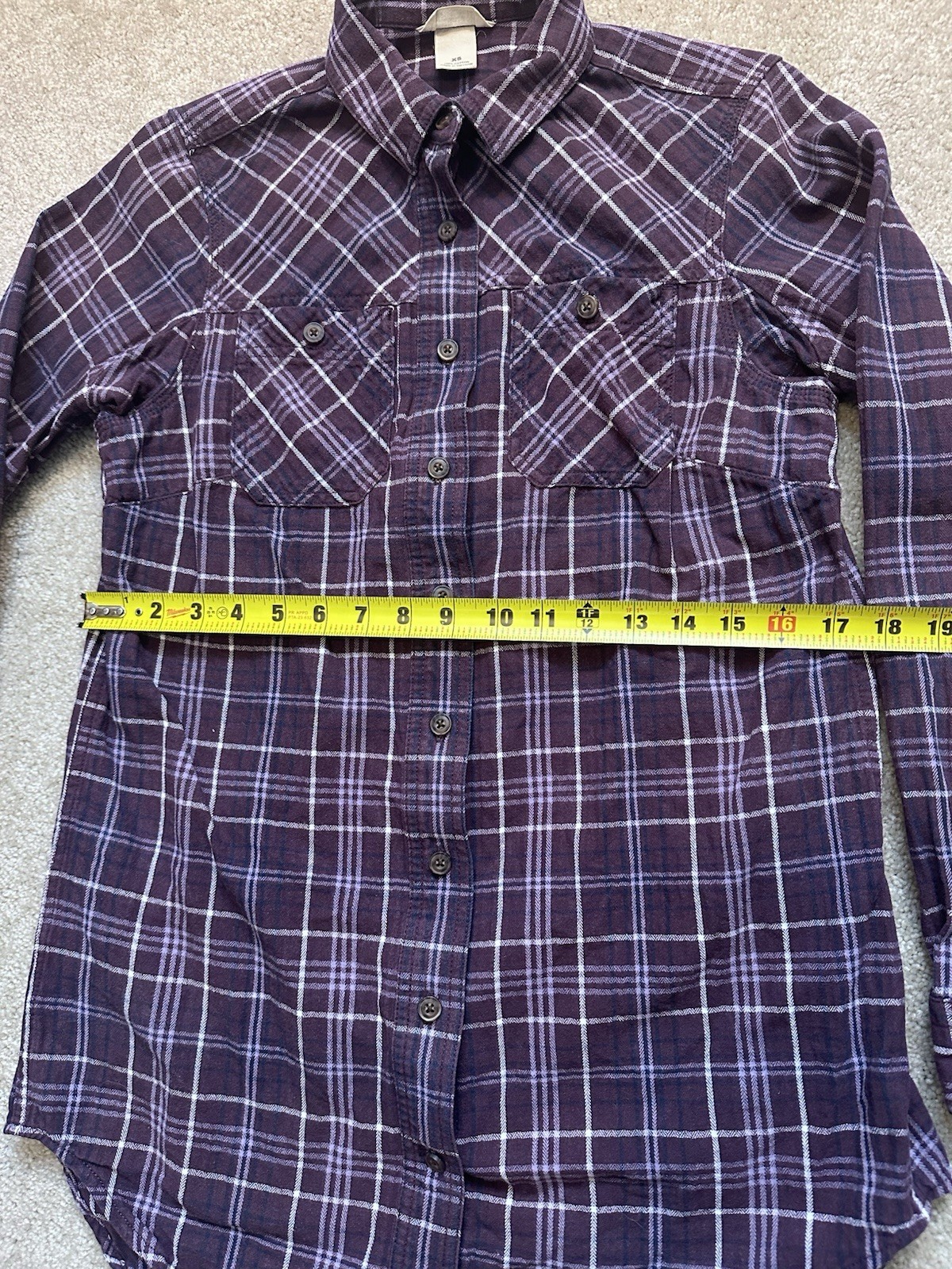 Duluth Trading Co Shirt Womens XS Purple Plaid Button Up Lightweight Flannel