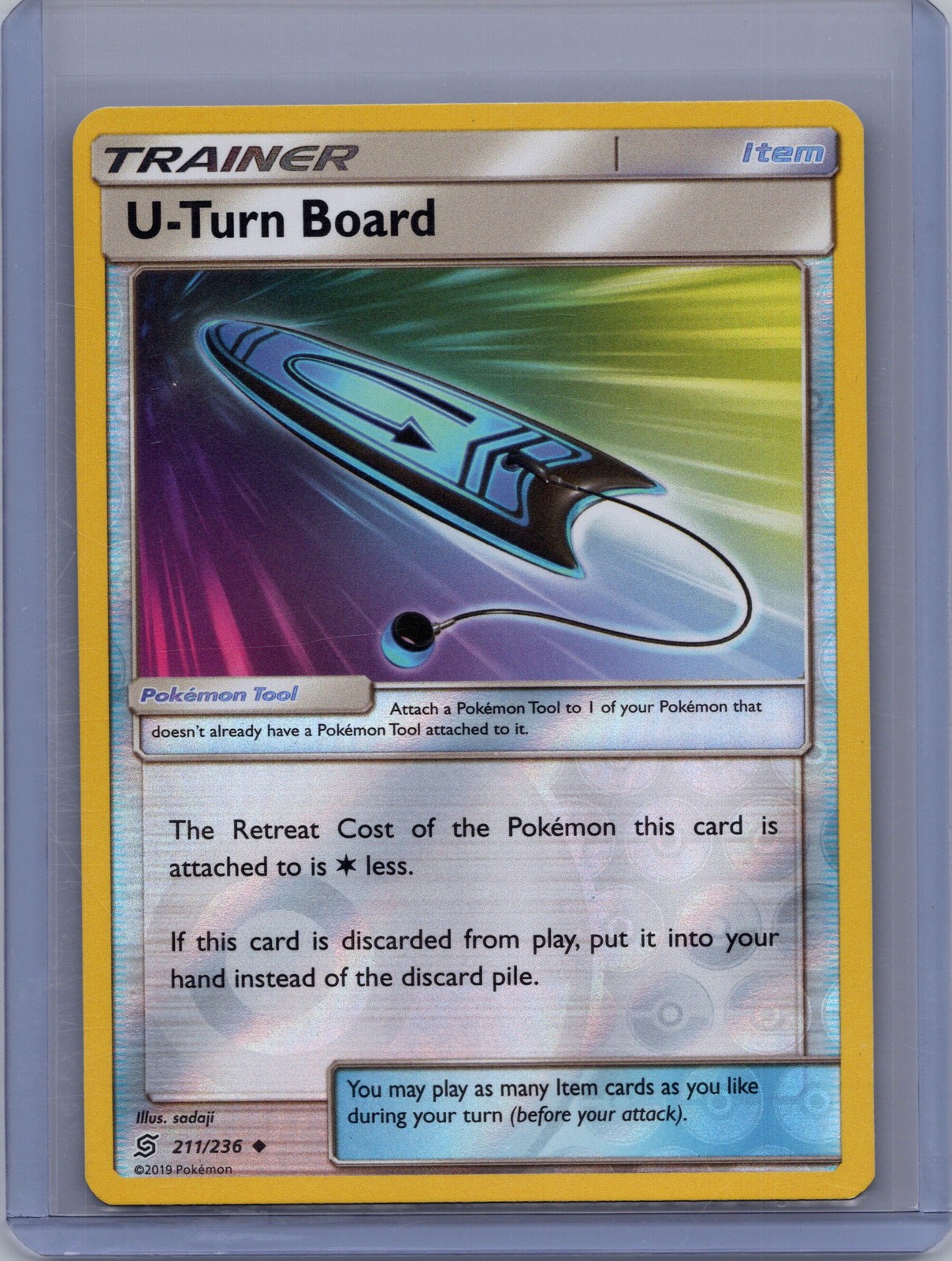 2019 Pokémon TCG Unified Minds U-Turn Board #211/236 Reverse Holo Uncommon NM