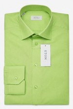 Men Eton Shirt Single Convertible Cuff Check Green Size 39 15.5 Contemporary