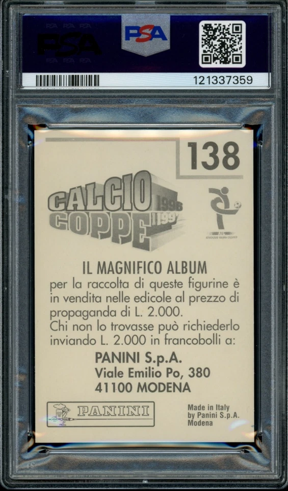 Pegatina Francesco Totti PSA 9 1996-97 Panini Calcio Coppe #138 Foto 2 de 2