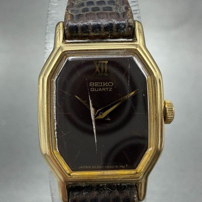 SEIKO セイコー ブレスウォッチ 2Pカラーストーン ルビー ゴールド Seiko Watch Women 16mm Brown Dial Gold Tone Octagon 2c20-5760 New