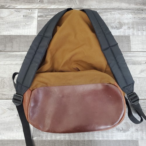 Jansport Vintage 90s USA Backpack Leather Flap/Bottom Drawstring Top - Picture 3 of 6