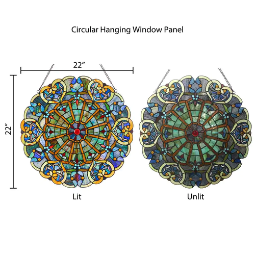 Window Panel Multi-Colored Stained Glass Spider Webbed Heart Pattern Handcrafted - Picture 3 of 11