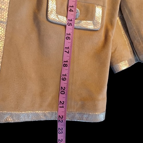 100% Suede Lined Jacket Size L w/Trim Petite Classiques Entier Business Travel * - Picture 7 of 9