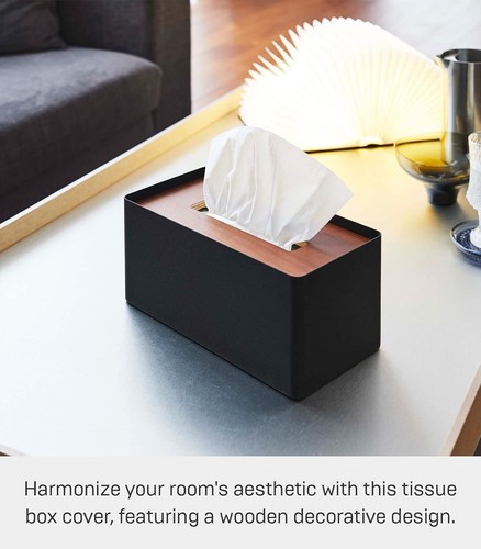 Elegante soporte para caja de pañuelos en nogal con tapa de madera de fácil acceso para hogares elegantes - Imagen 4 de 11