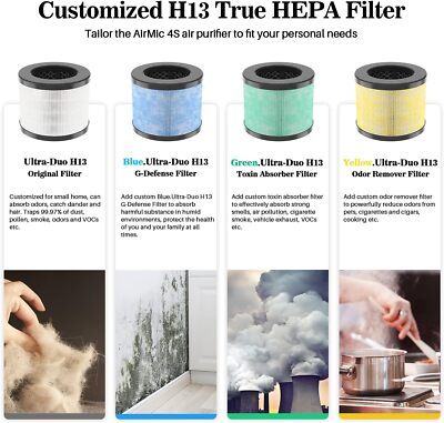 Okaysou AirMic4S Replacement H13 True HEPA Ultra-Duo G-Defense 3-in-1 Filter