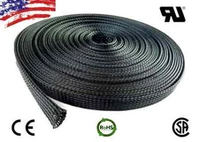 20 FT 3/4" Black Expandable Wire Cable Sleeving Sheathing Braided Loom Tubing US
