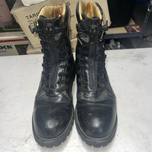 CHIPPEWA USA Front Zip Firefighter Black Leather Steel Toe Work Boots 11 Repair
